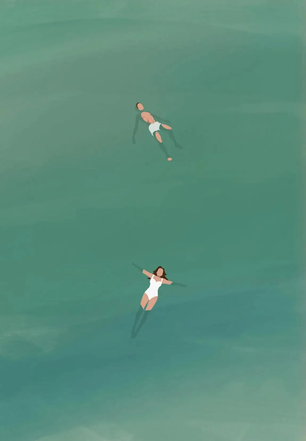 Canvas Painting Decoration Minimalist Abstract Surrealism Light Green Seawater Swimming Art Living Room Bedroom Home Decoration