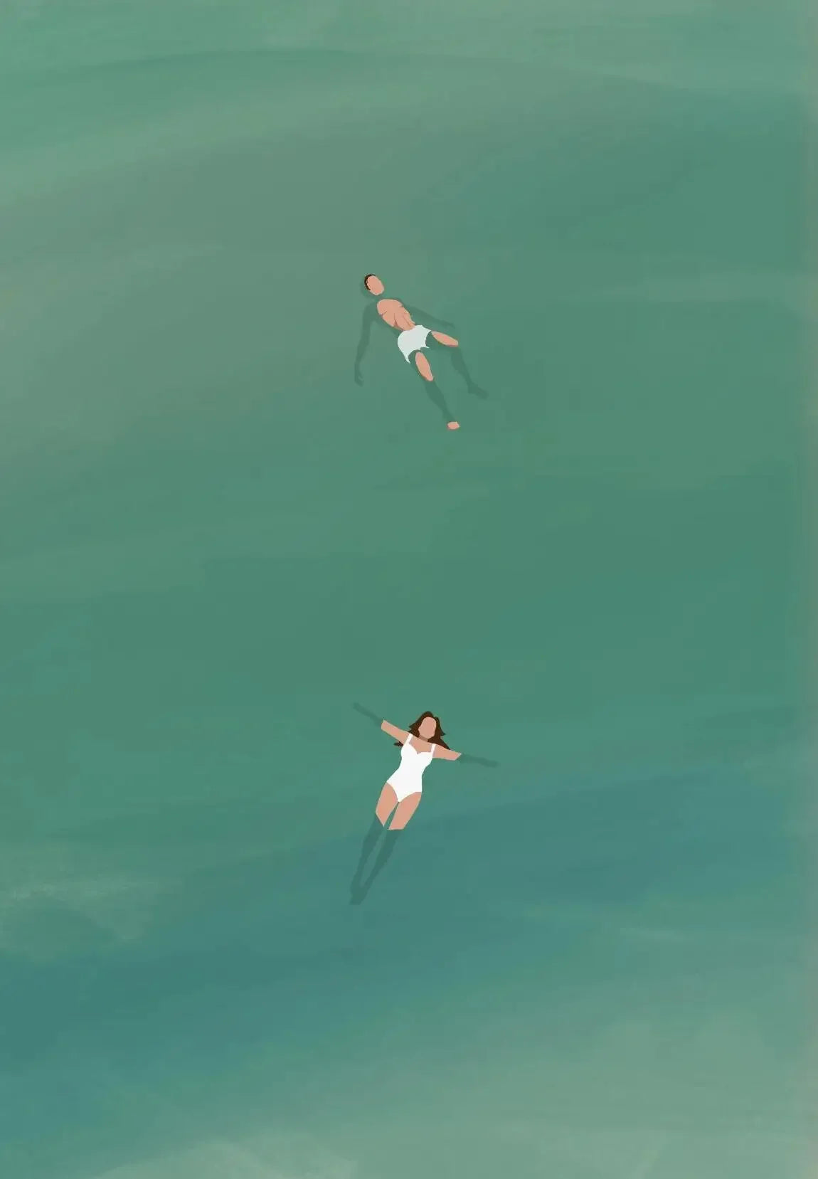 Canvas Painting Decoration Minimalist Abstract Surrealism Light Green Seawater Swimming Art Living Room Bedroom Home Decoration