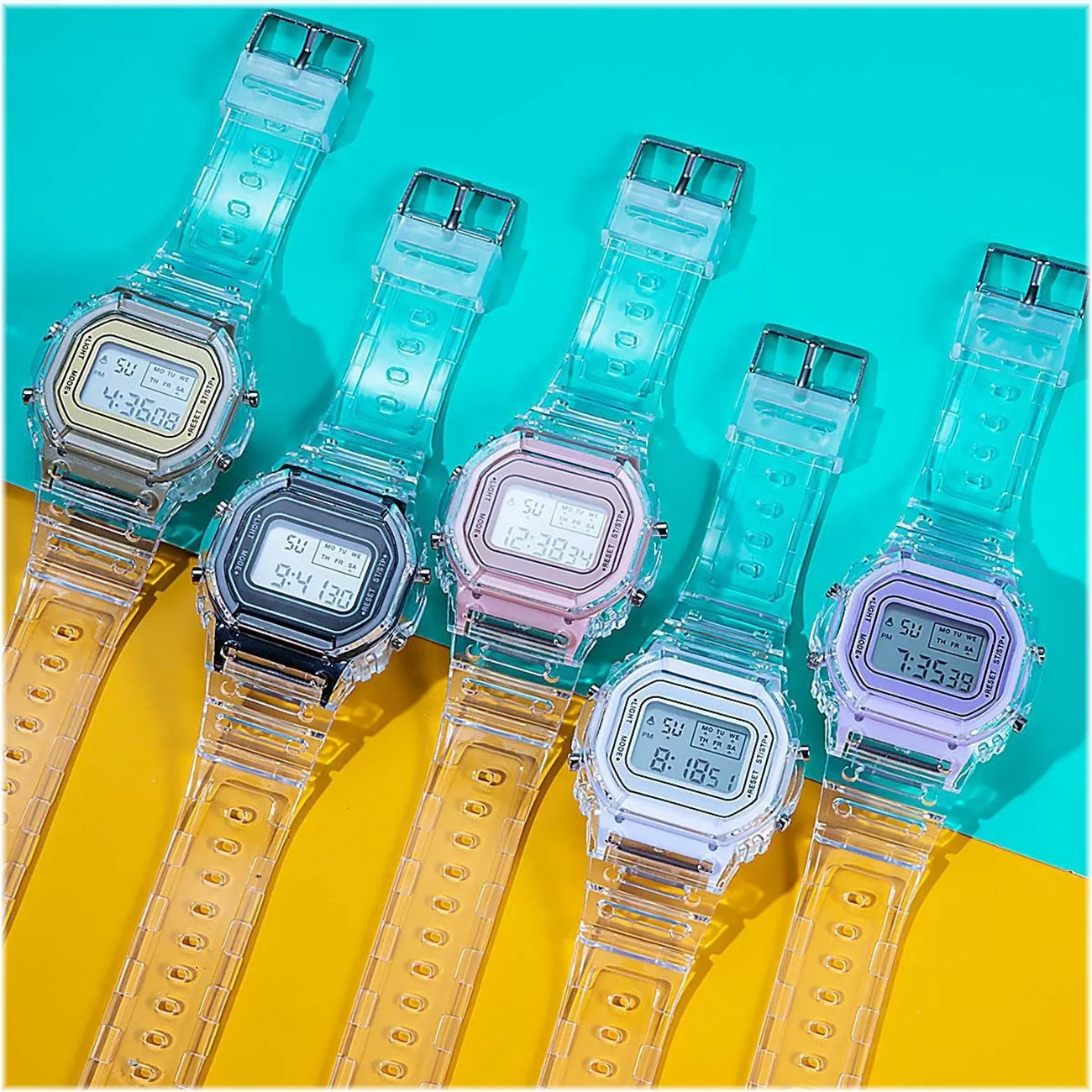 1/5pc Fashion Men Women Watches Transparent Digital Sport Lover'S Gift Children Kid'S Wristwatch Female Clock  Specification