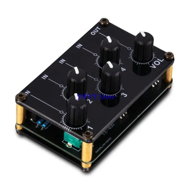 573A 4 Channel Line Mixer Portable Passive Analog Sound Mixing Console Highest Sound Quality Stereo Mixer