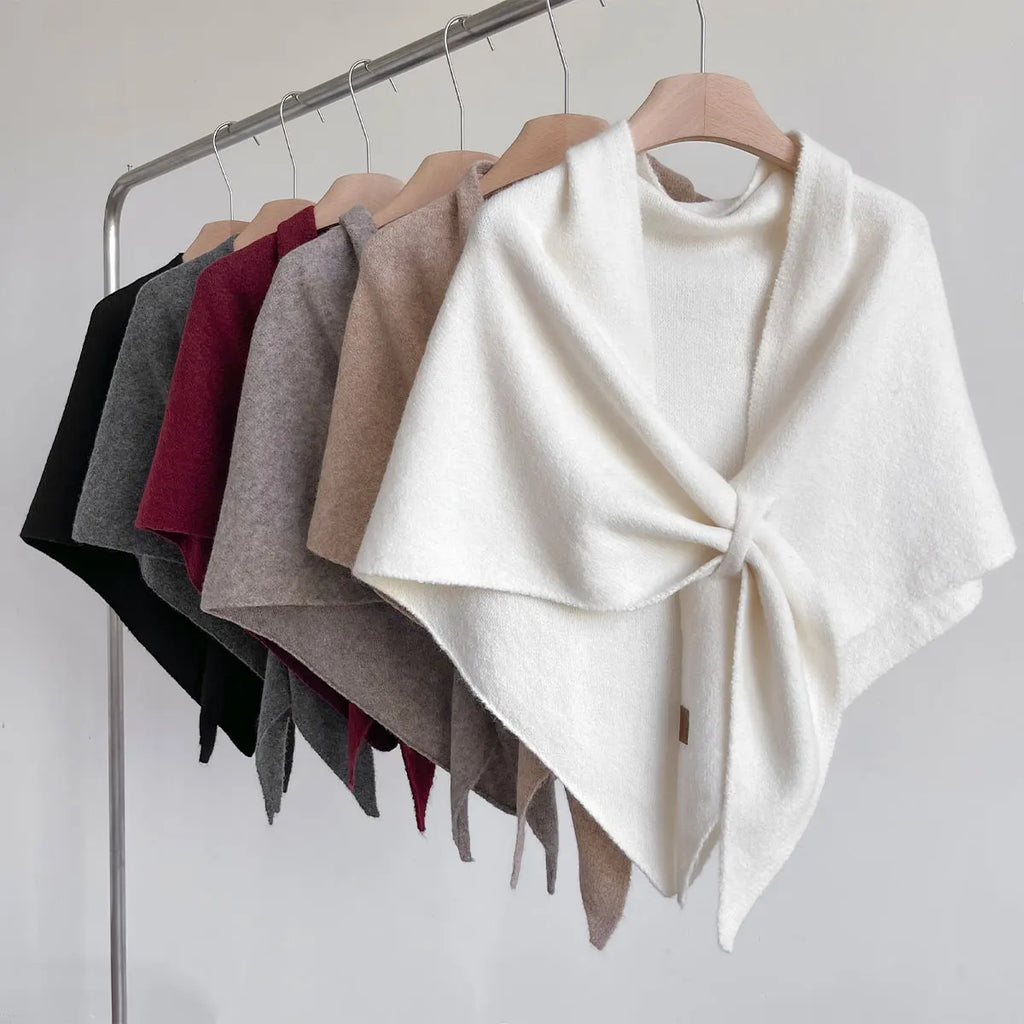 Autumn and Winter Korean Version New Women's Neck Wrap Wool Blended Triangular Shawl Female Thickened With Knitted Warm Shoulder