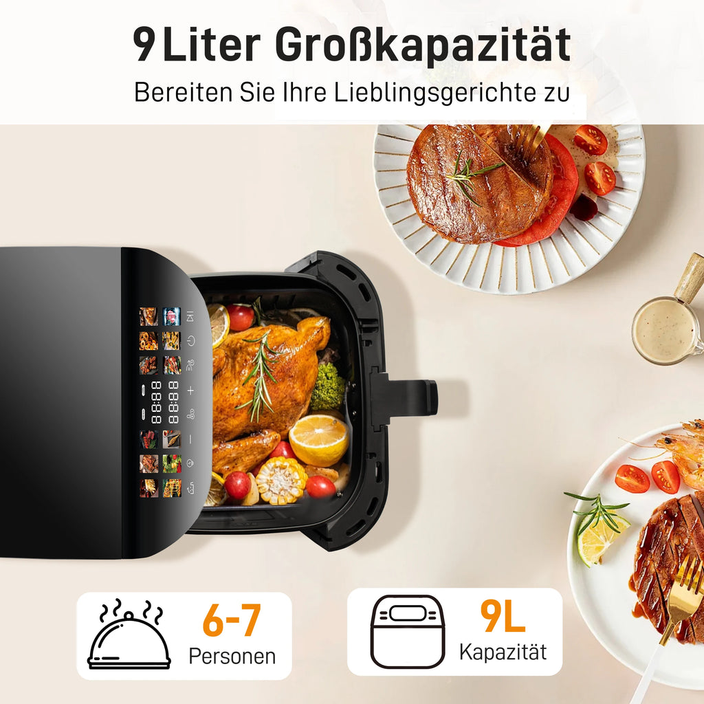 9L Multi Function air fryers Smart machine Viewing Window Electric Hot fryer Oilless Cooker with LED Touch Control,Family oven