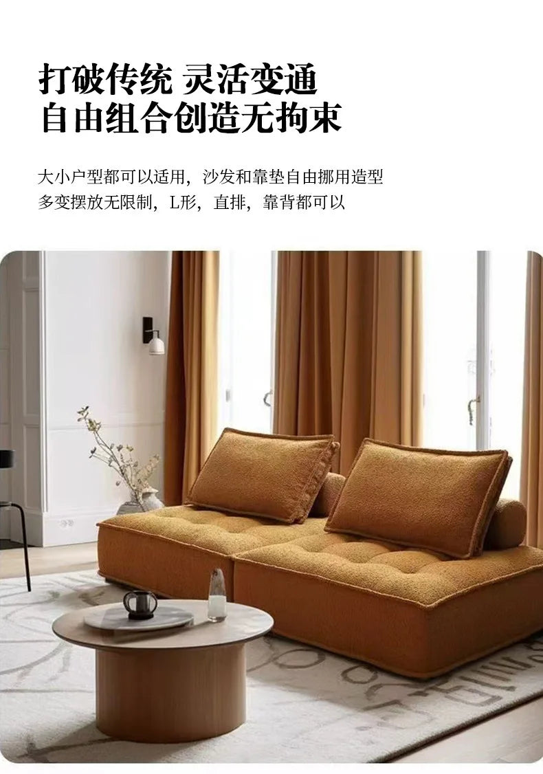 Compression Sofa High-end Light Luxury Living Room Boneless Sofa Small Apartment Three-seater Fabric Double Tofu Block Sofa