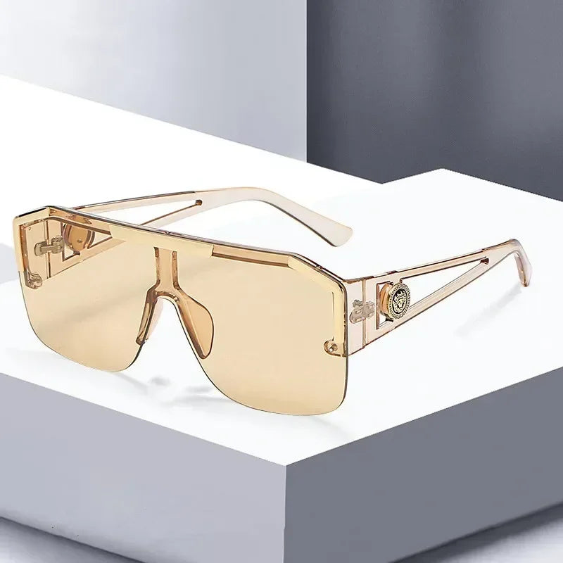 2025 Luxury Big Square Sunglasses Women Brand Designer Retro Blue Sun Glasses For Female Oversized Black Shades Oculos UV400