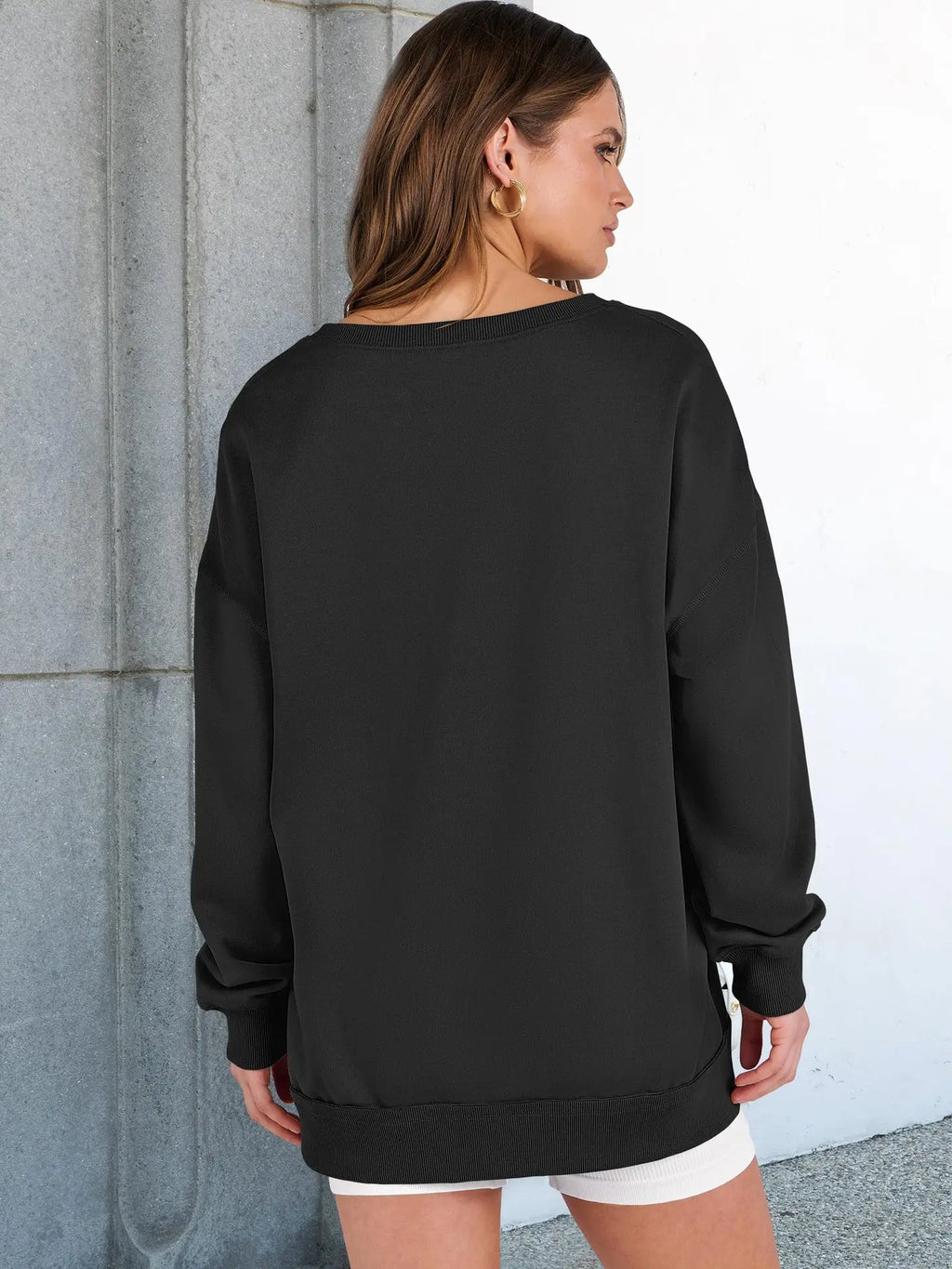 2026 Spring Sweatshirts Women Sweatshirt Tops V Neck Full Sleeve Y2k Streetwear Work Casual Loose Elegant Striped Top Autumn