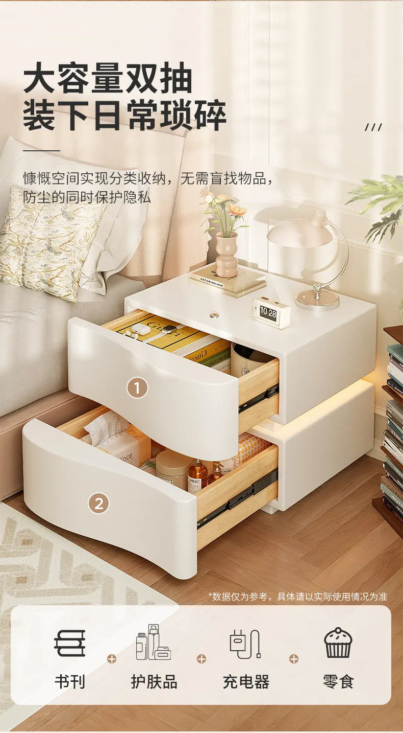 Decor Trendy Bedside Table Bedroom Luxury Organizer Wood Unique White Bedside Table Led Nordic Mesitas De Noche Home Furniture