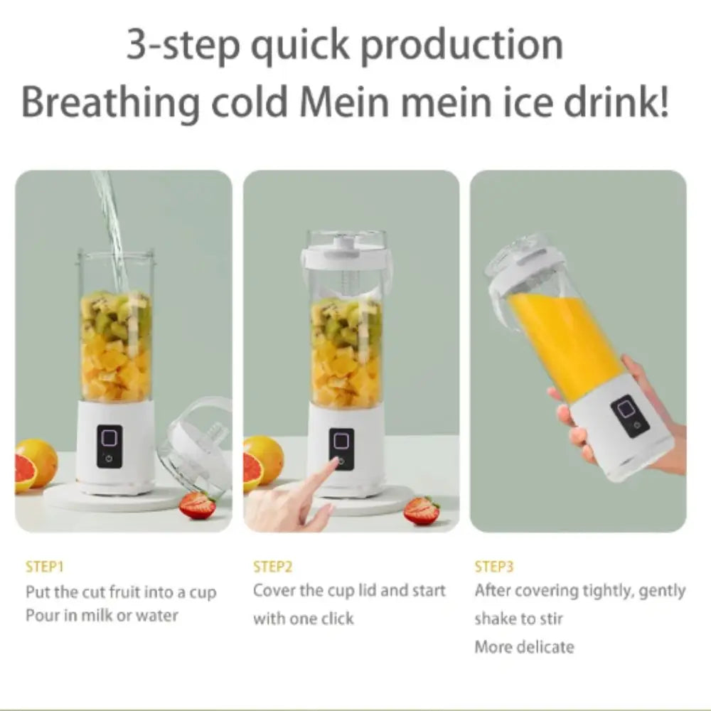 600ML Capacity Portable Blender USB Rechargeable Fresh Fruit Blender Fruit Mixers Household Fruit Cup Smoothie Blender