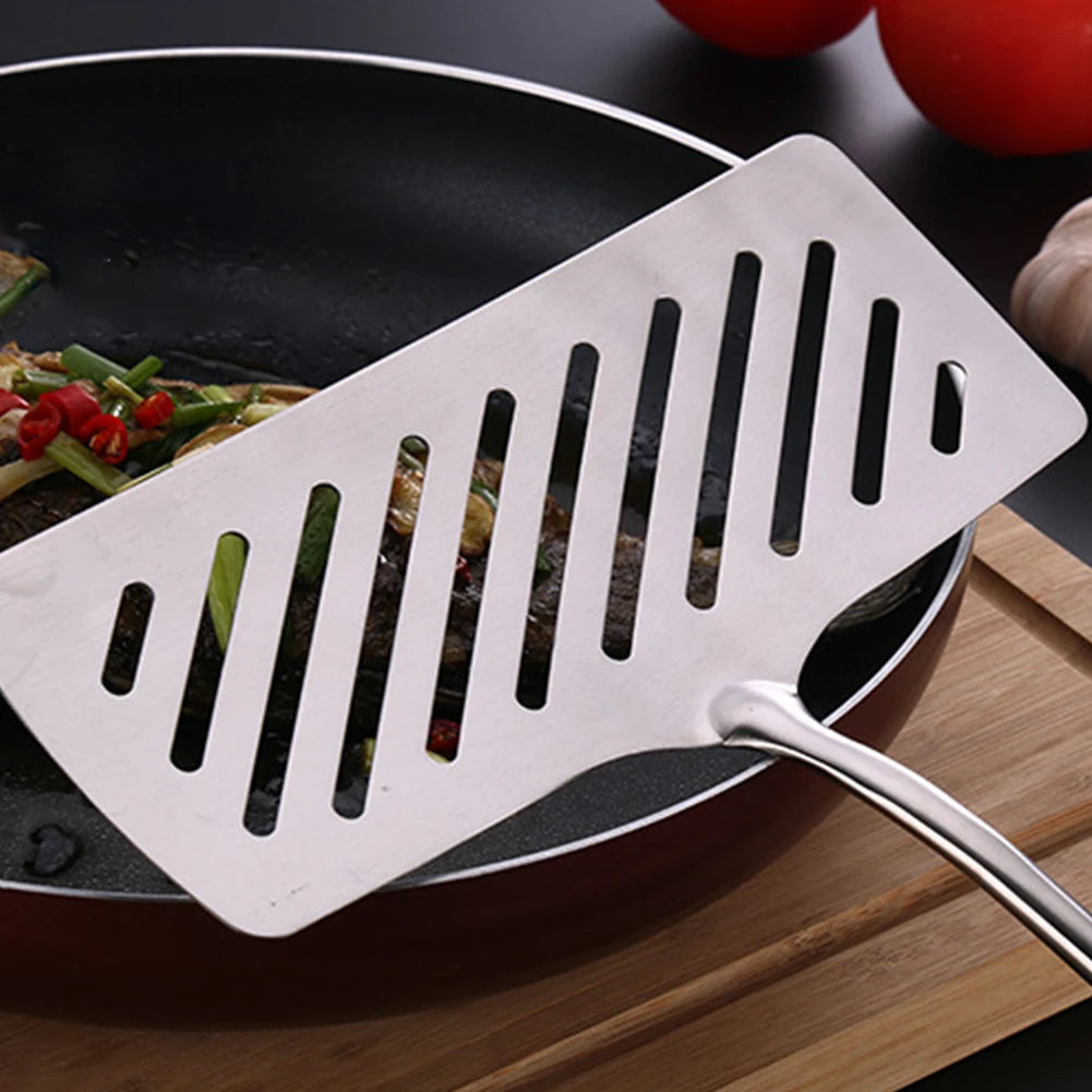 304 Stainless Steel Extra Wide Fish Spatulas Steak Shovel Fish Turner Slotted Beveled Kitchen Cooking Utensils