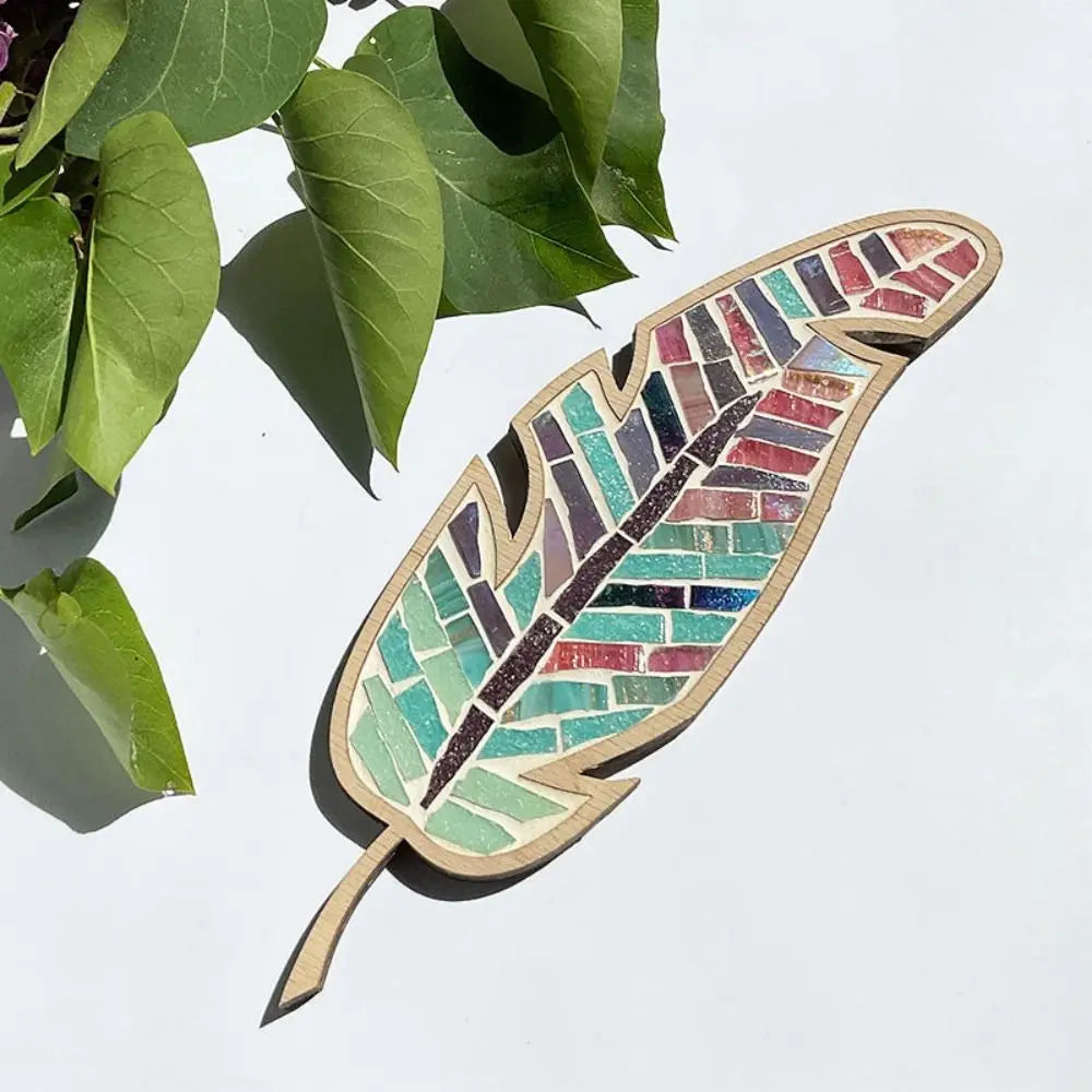 Creative Arts and Crafts DIY Mosaic Kit Stained Glass Wooden Feather Mosaic Kit Bird Bright Feather Mosaic Arts Girlfriend