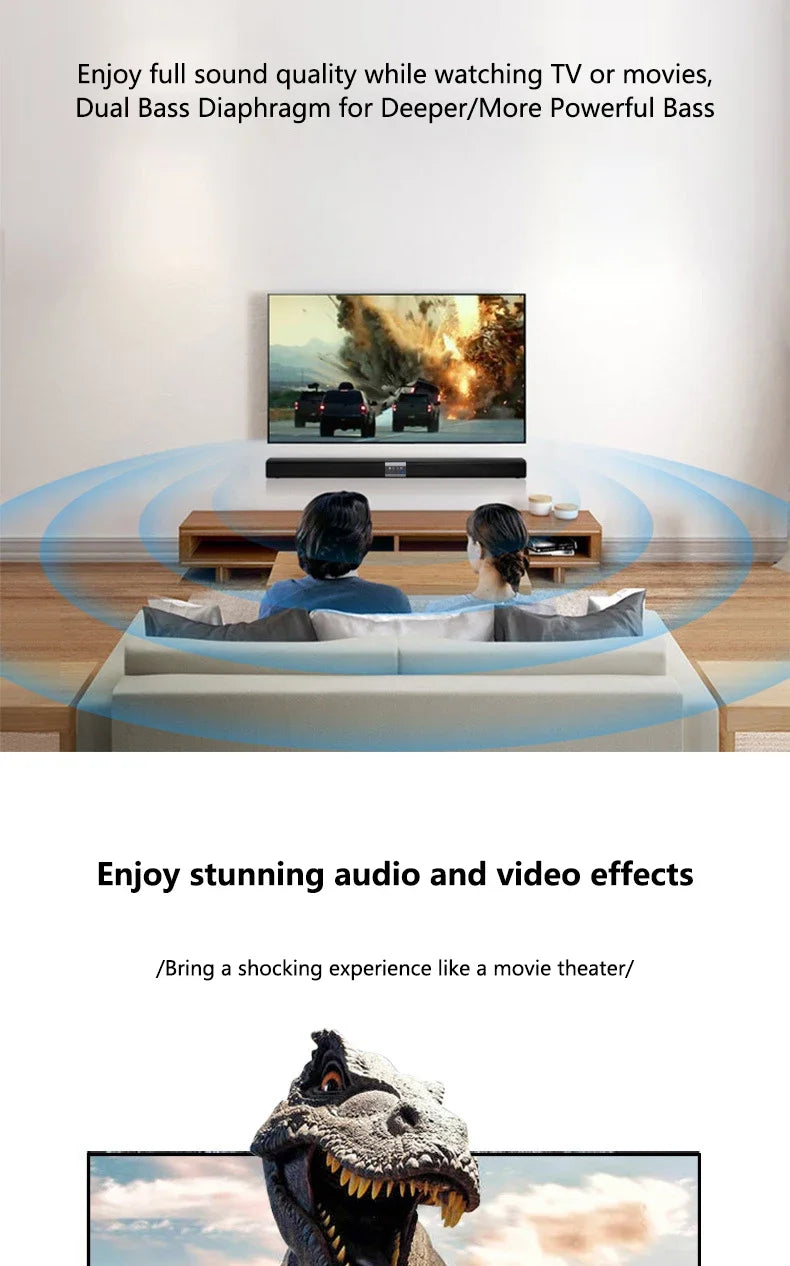 2025 6D surround sound home theater speaker system mobile phone bass wireless Bluetooth speaker long TV soundbar speaker TF/AUX