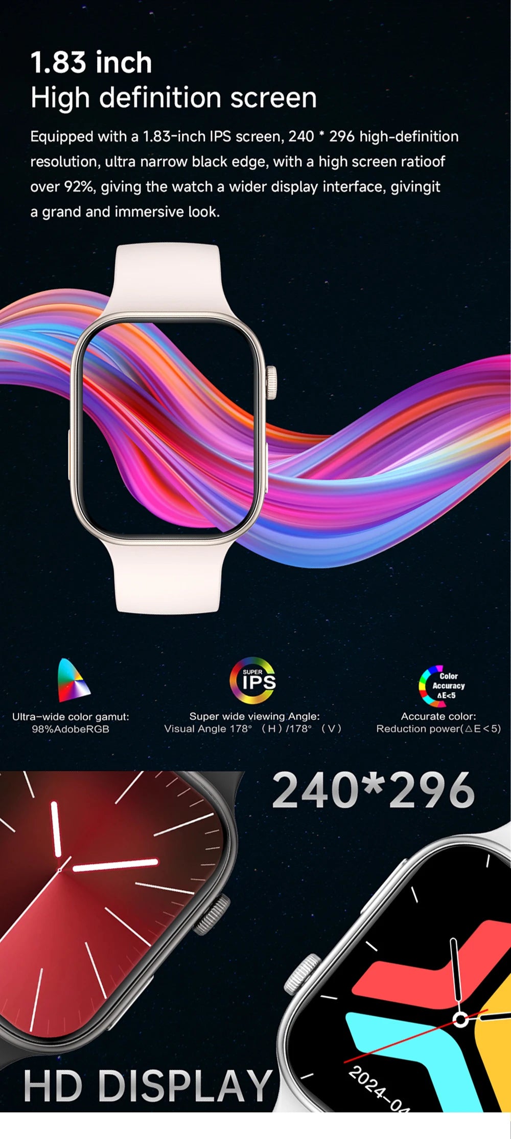 2025 Smart Watch 1.83" HD Screen Bluetooth Call Heart Rate Monitoring 120+ Sports Modes Waterproof for Men Woman Smartwatch Gift