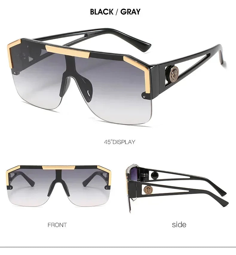 2025 Luxury Big Square Sunglasses Women Brand Designer Retro Blue Sun Glasses For Female Oversized Black Shades Oculos UV400
