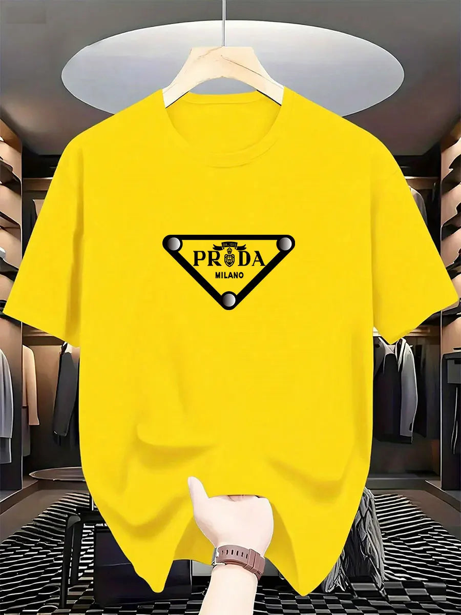 2026 New  men's Milan fashion trend international brand printed T-shirt, pure cotton round neck, casual urban luxury high-endY2K