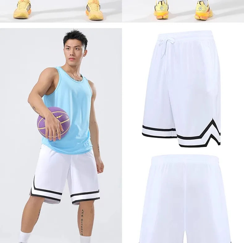 Basketball Pants Sports Running Training Casual Pants Five-point Basketball Shorts Double-sided Zipper Pocket Fitness Men Loose