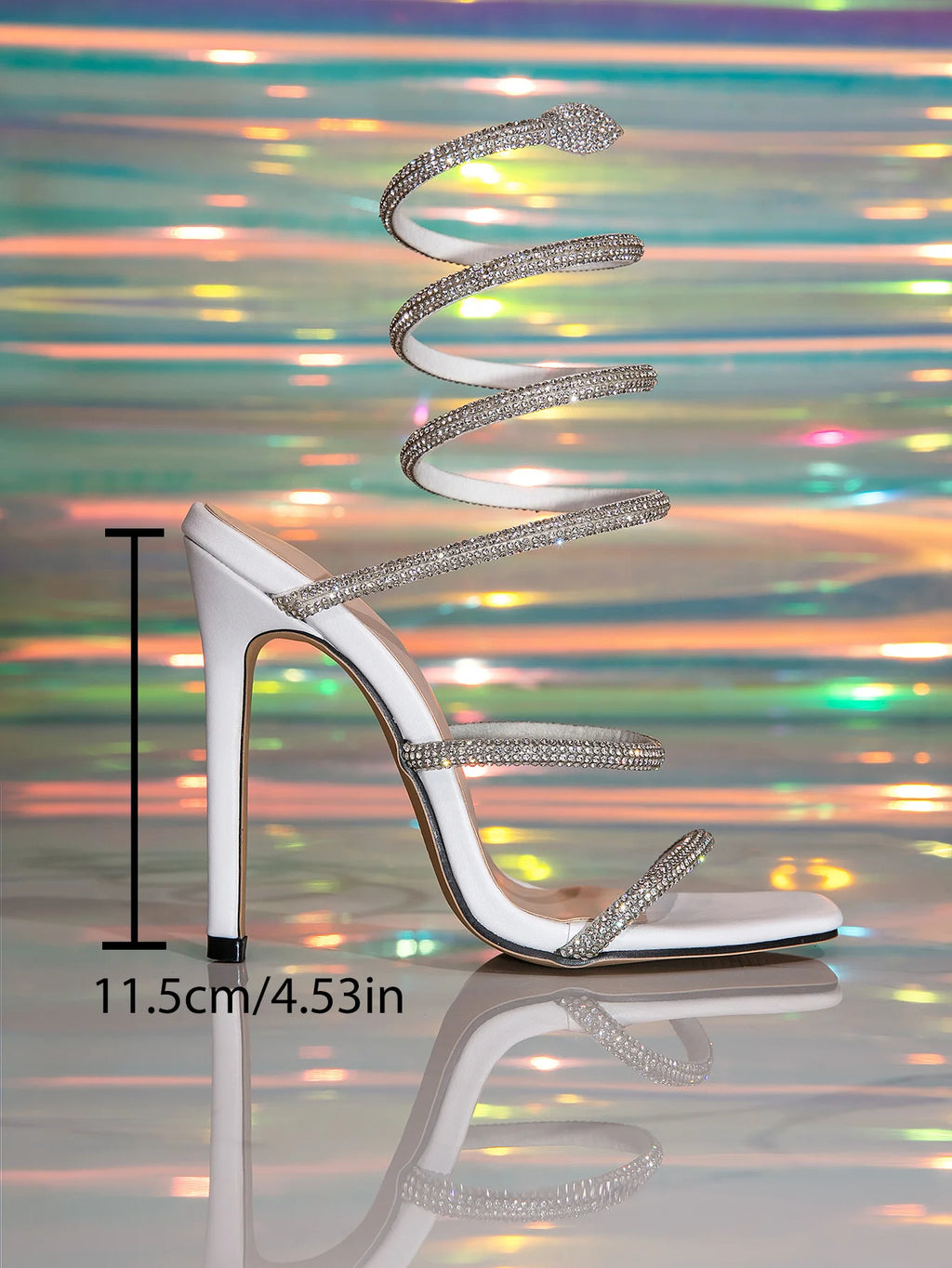 2025 New Women's Sandals Fashion Snake Shaped Sexy Rhinestone Super High Heels French Style Versatile Thin Heel losed Toe Sandal