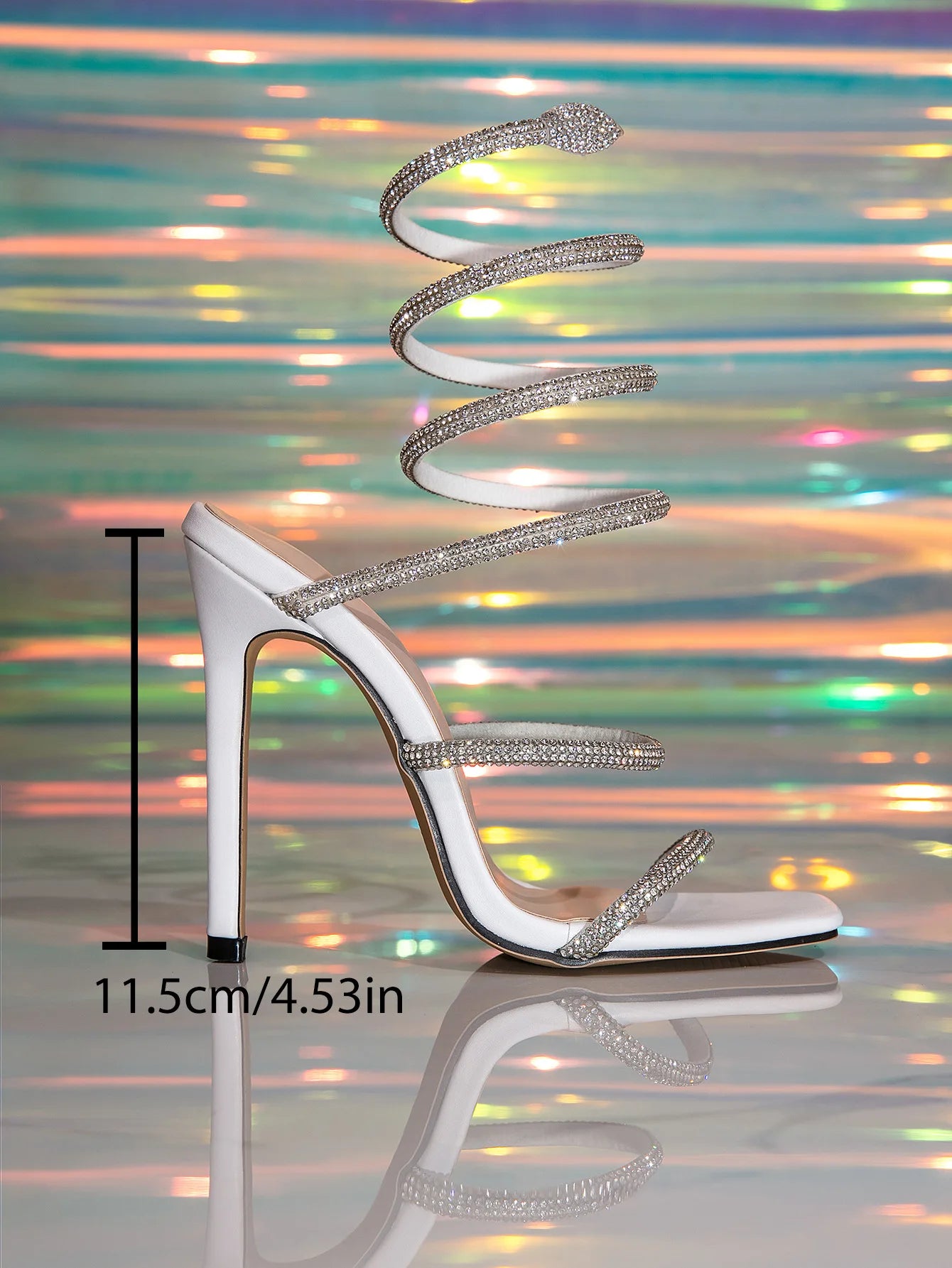 2025 New Women's Sandals Fashion Snake Shaped Sexy Rhinestone Super High Heels French Style Versatile Thin Heel losed Toe Sandal
