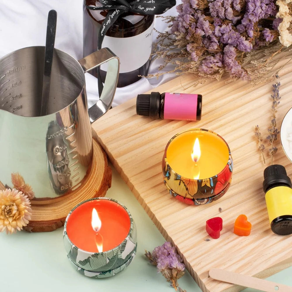 5Pcs 400ml/800ml Wax Melting Pot Candle Making Set 600ml Scale Measuring Cup Long Handle Split Charging Mixing Spoon Thermometer