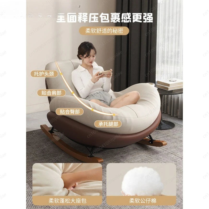 Eggshell Rocking Lazy Sofa, Balcony Living Room Home Drama Recliner