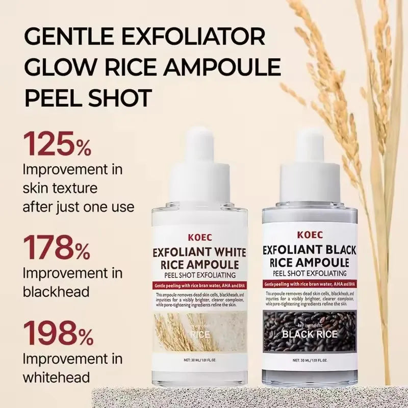 30ml Korean White And Black Rice Exfoliating Hydrating Essence Brightening Remove Dead Skin Blackhead Soften Serum Skin Care