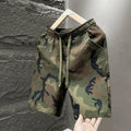 Casual Seersucker Texture Shorts Quick-Dry Breathable Straight Elastic Waist Printing Street Vacation Shorts Loose Fit Shorts