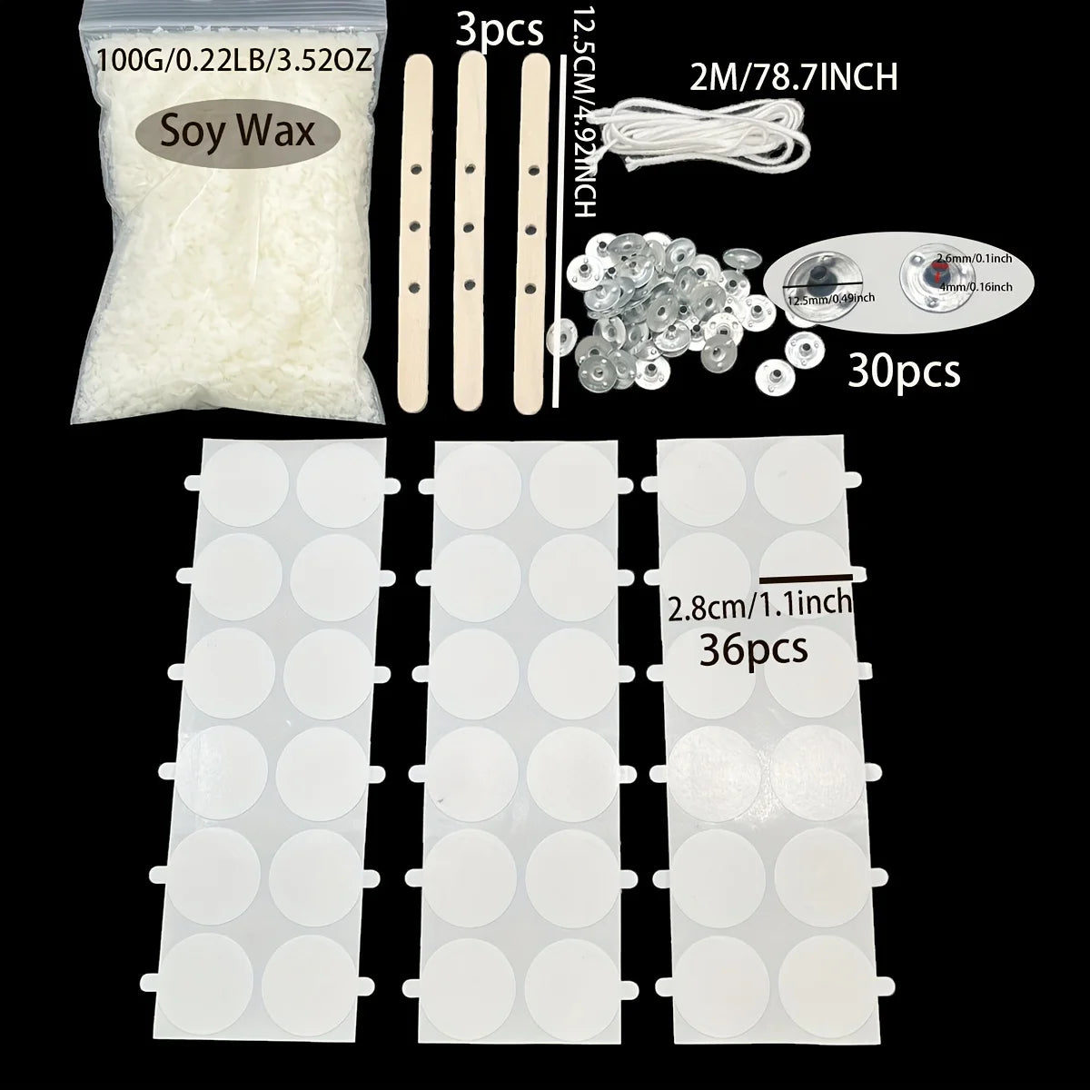 Candle Making Kits 100G Soy Wax DIY Candle Making Scented Candle Material Smokeless Candle Metal Wick Candle Holders Making