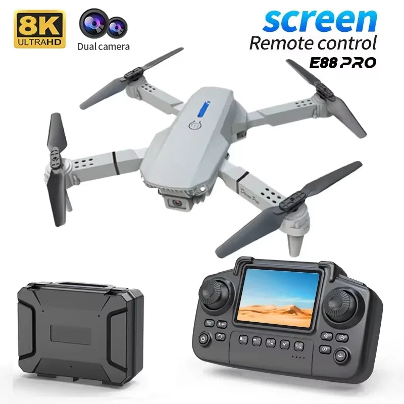 Drones Toys Gifts 8K HD Dual Camera 2026 E88 Plus Mini Foldable GPS Brushless Motor Obstacle Avoidance RC Quadcopter LED For IOS
