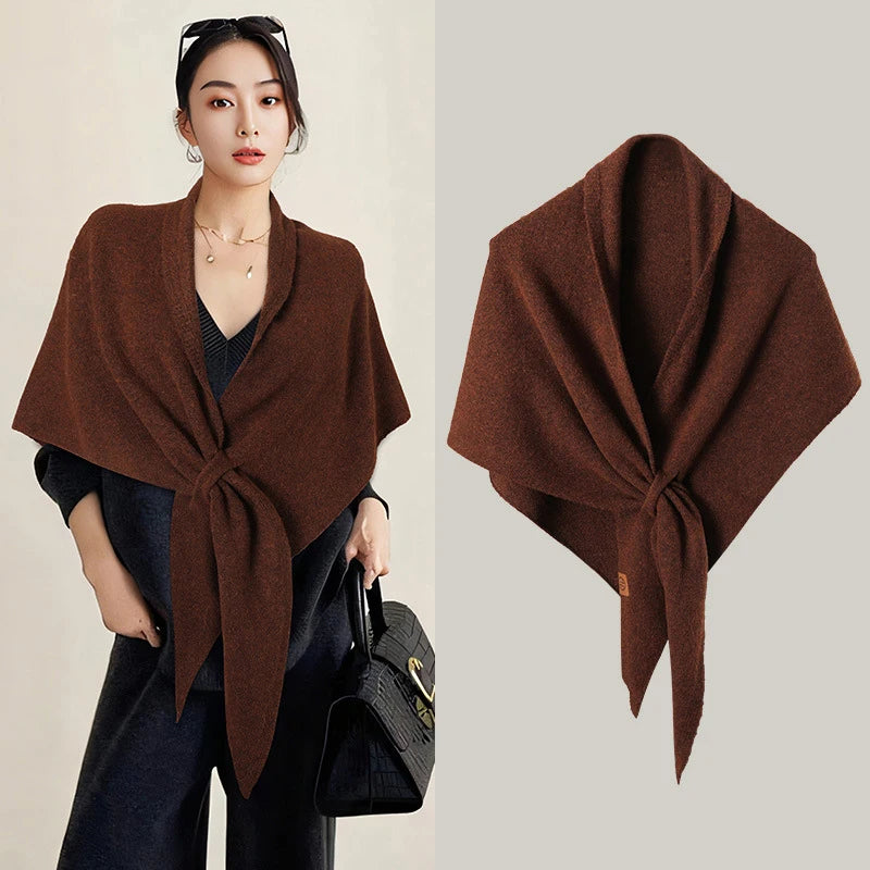 Autumn and Winter Korean Version New Women's Neck Wrap Wool Blended Triangular Shawl Female Thickened With Knitted Warm Shoulder