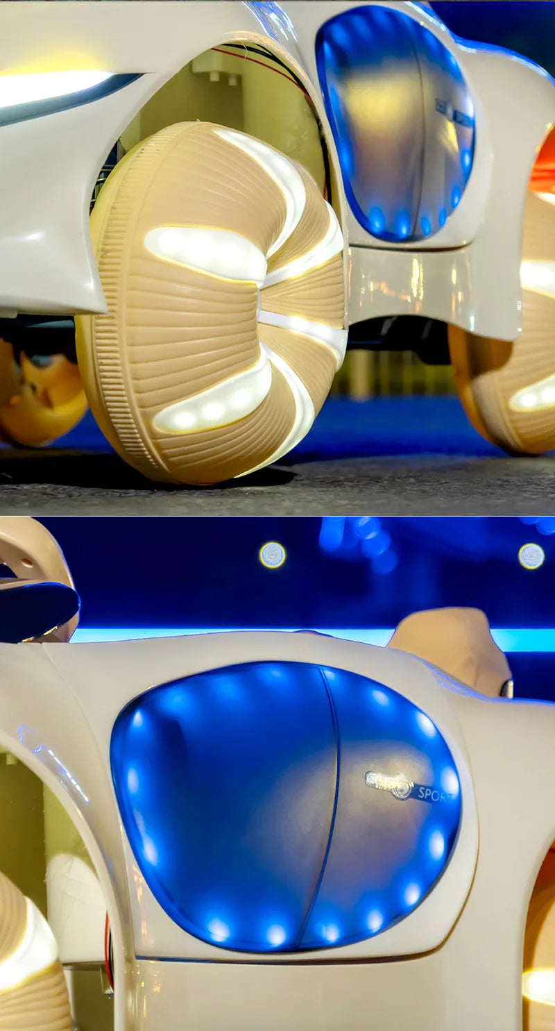 Electric Ride On Car 4WD with Remote Control - Battery Powered Toy Vehicle with Doors LED Lights Music