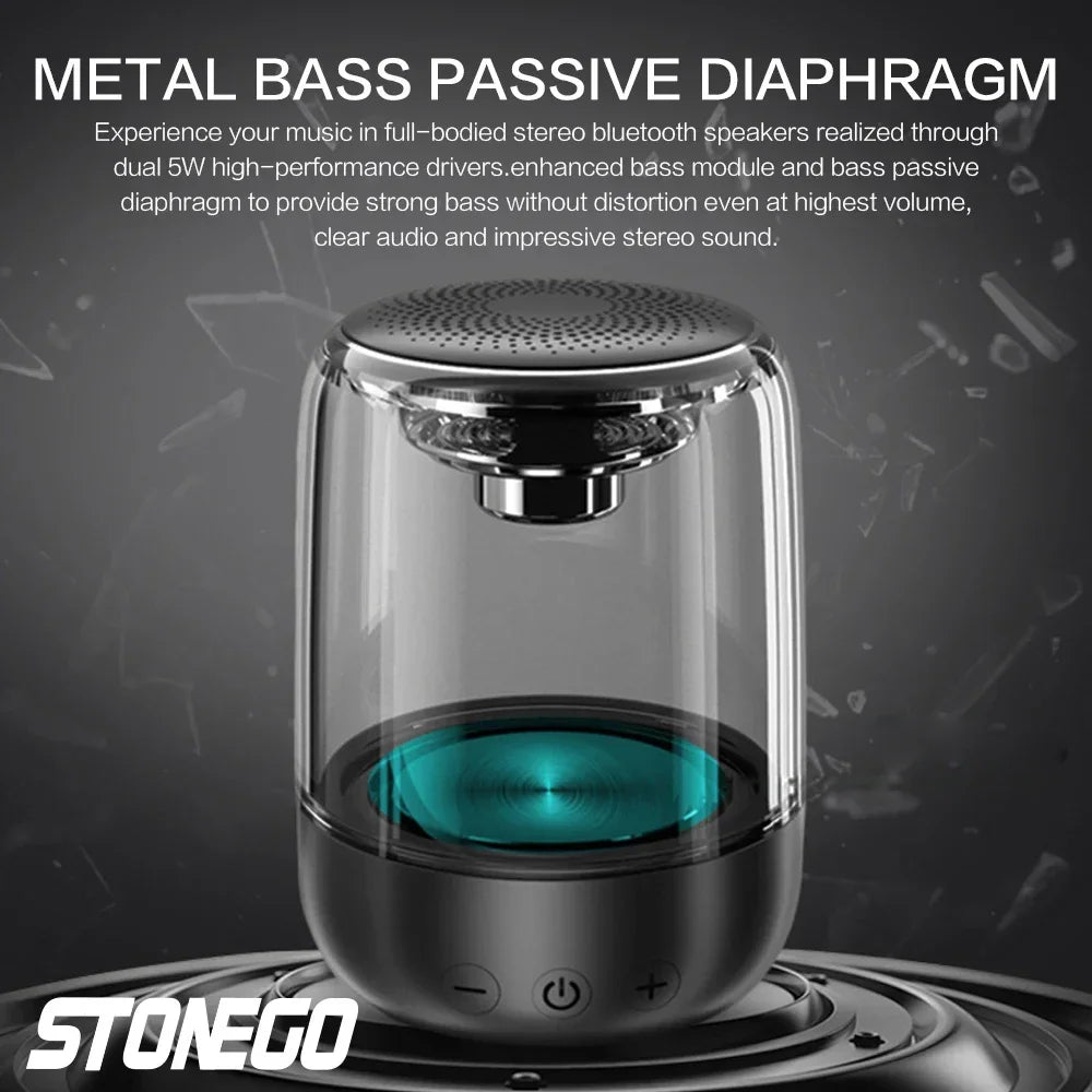 Colorful Portable Bluetooth Speaker Wireless Stereo TWS Transparent Crystal LED Music Player with TF Card