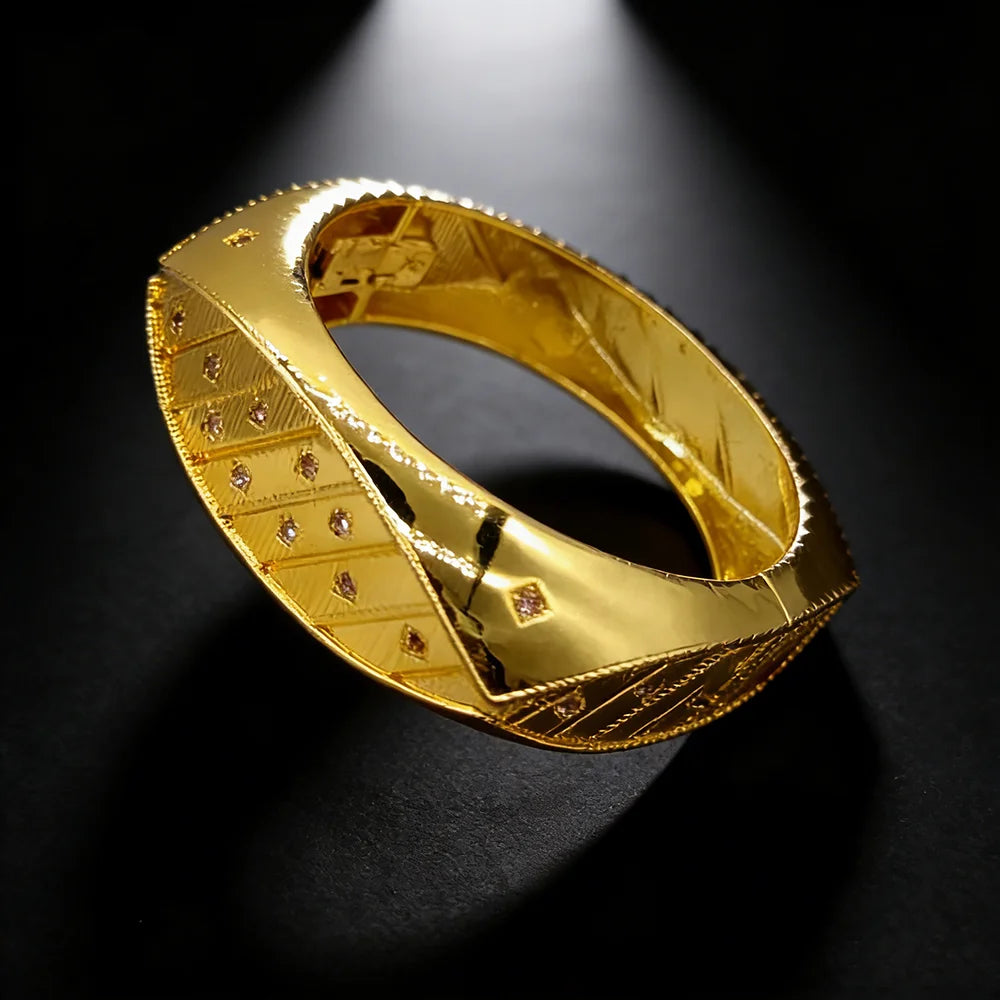 ethiopian hand gold color bracelet bangles rings set for Women bracelet Rings Jewelry Gift Weddings party set