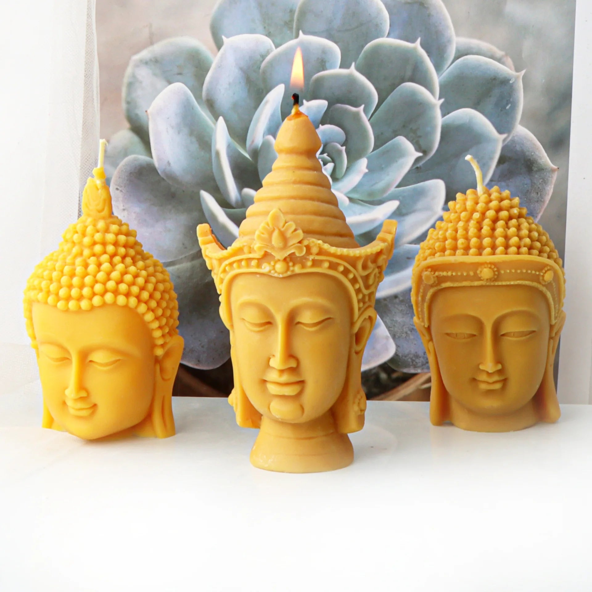 3D Buddha Head Candle Silicone Mold Buddha Church Statue Plaster Resin Mould DIY Candles Wax Clay Craft Ornament Home Decoration