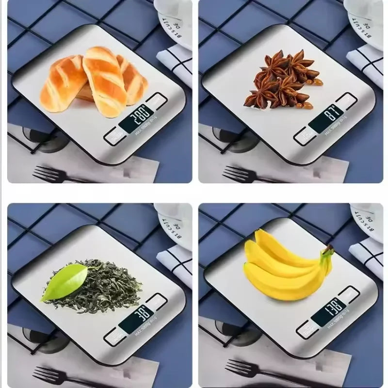 Digital Kitchen Scale LED Display 10kg/1g Stainless Steel Panel Electronic Scales Home Jewelry Food Snacks Weighing Baking Tools