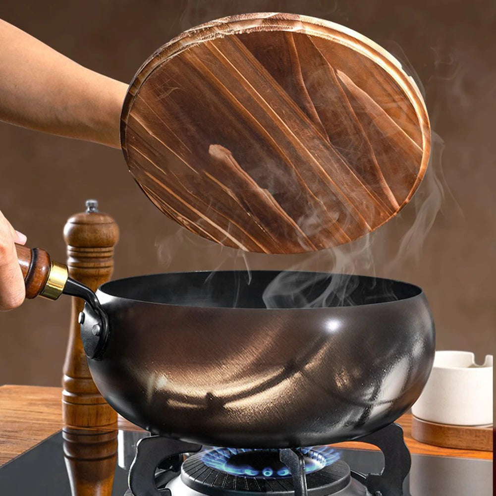 1pcs Iron Pot Big Belly Pot Pure Hand Forged Small Frying Pan Uncoated Iron Pot Non-stick Household Wok ﻿