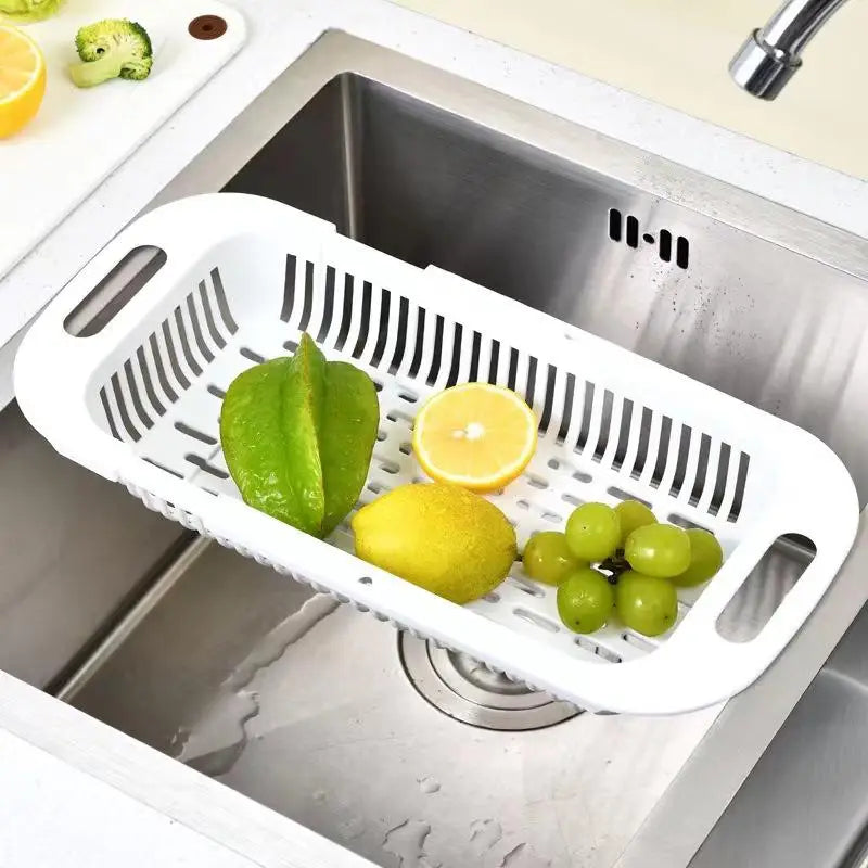 1Pc Retractable Sink Drain Rack Plastic Dish Chopsticks Rack Household Kitchen Vegetable Storage Rack Drain Basket