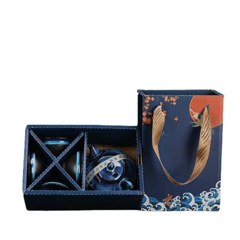 Classical Design Teapot Sets Gift Bag Drinkware Tea Sets Hand Painting Country Ceramic Chinese Tea Set Cup And Tea Pot Set NONE