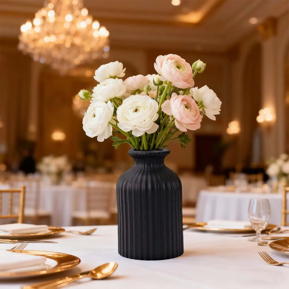 1PC Black Ceramic Vase Flower Ceramic  for Flowers Small Vase for Office and Living Room Home Decoration Ceramic Vase jarrones