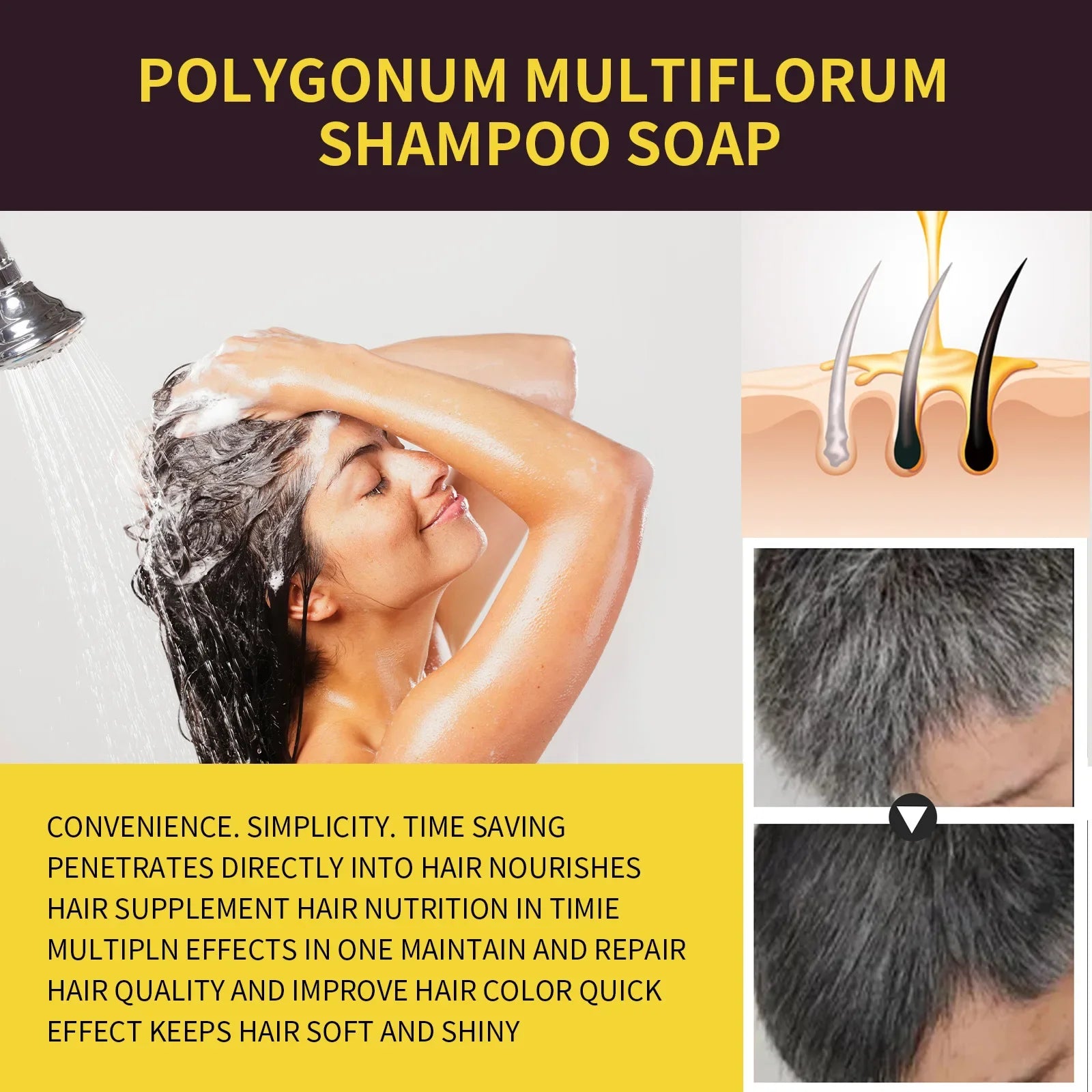 100ml Black Hair Shampoo 3 In1 Hair Dye Shampoo Repairing and Softening Shampoo Moisturizing Cleaning Hair Care for Women Men