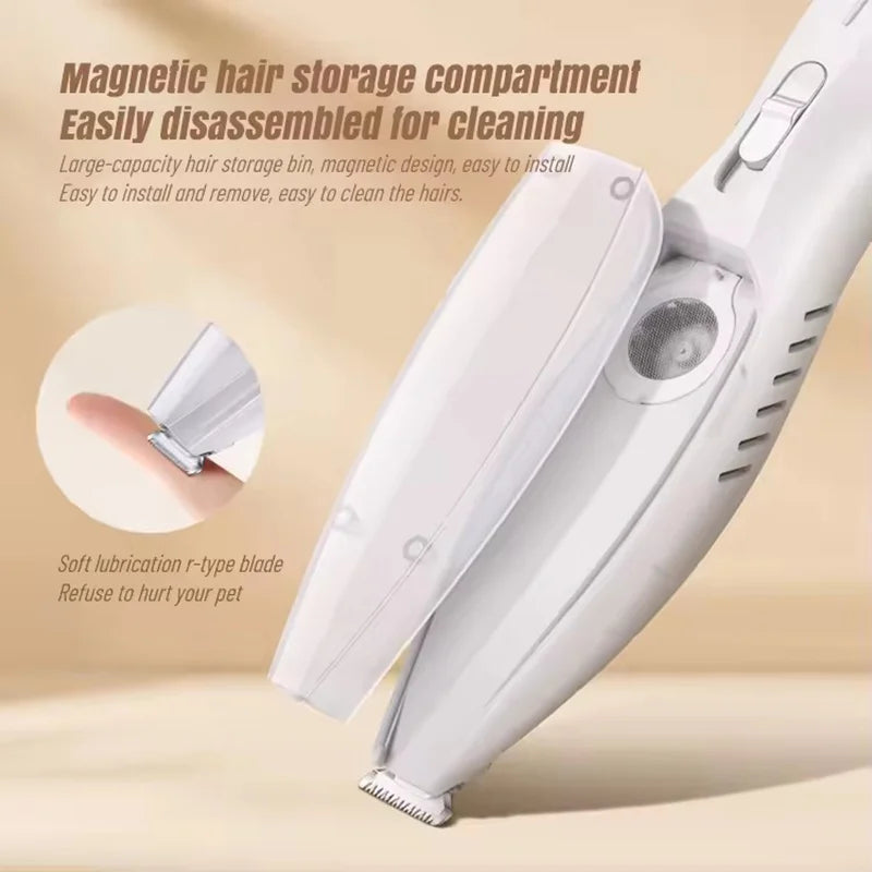 All In One Low Noise Electric Clipper With Vacuum Suction For Cats Dogs Rechargeable Paw Hair Trimmer Shaver Pet Care Tool