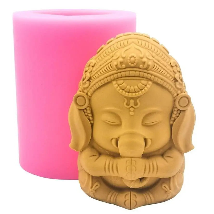 1 Pcs 3D Ganesh Soap Candle Mold Mould Ganesha Silicone Mold For Candle Decorating Resin Epoxy Crafts Gyspum Statue Molds