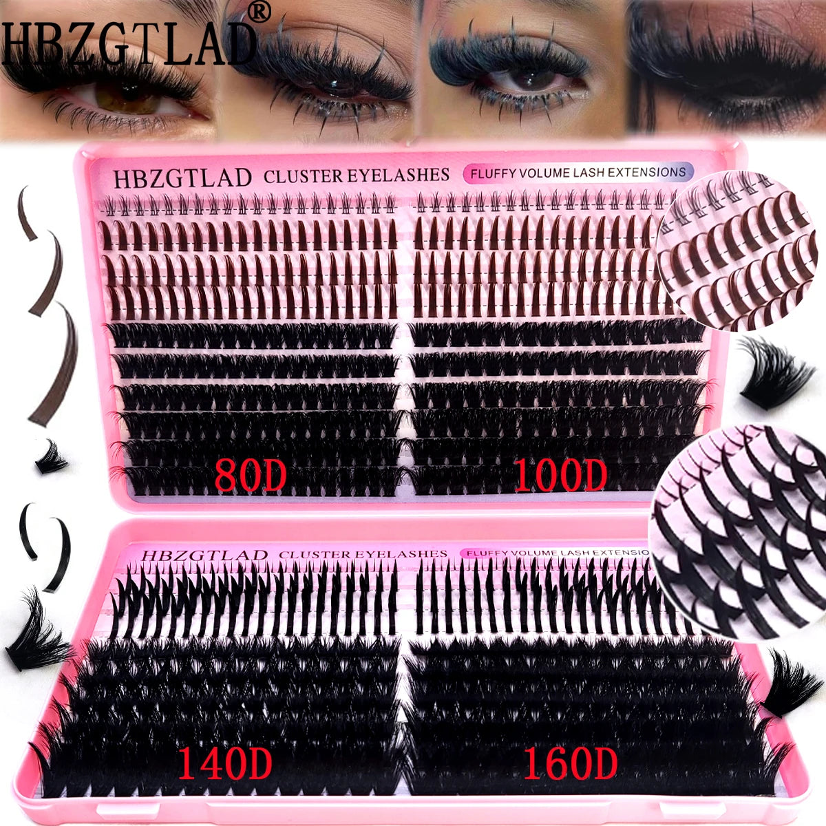 80D-160D Eyelash Book Style Bottom+Spike Cluster Eyelash Manga Eyelash Cluster Extension Spike Cluster Anime Eyelash