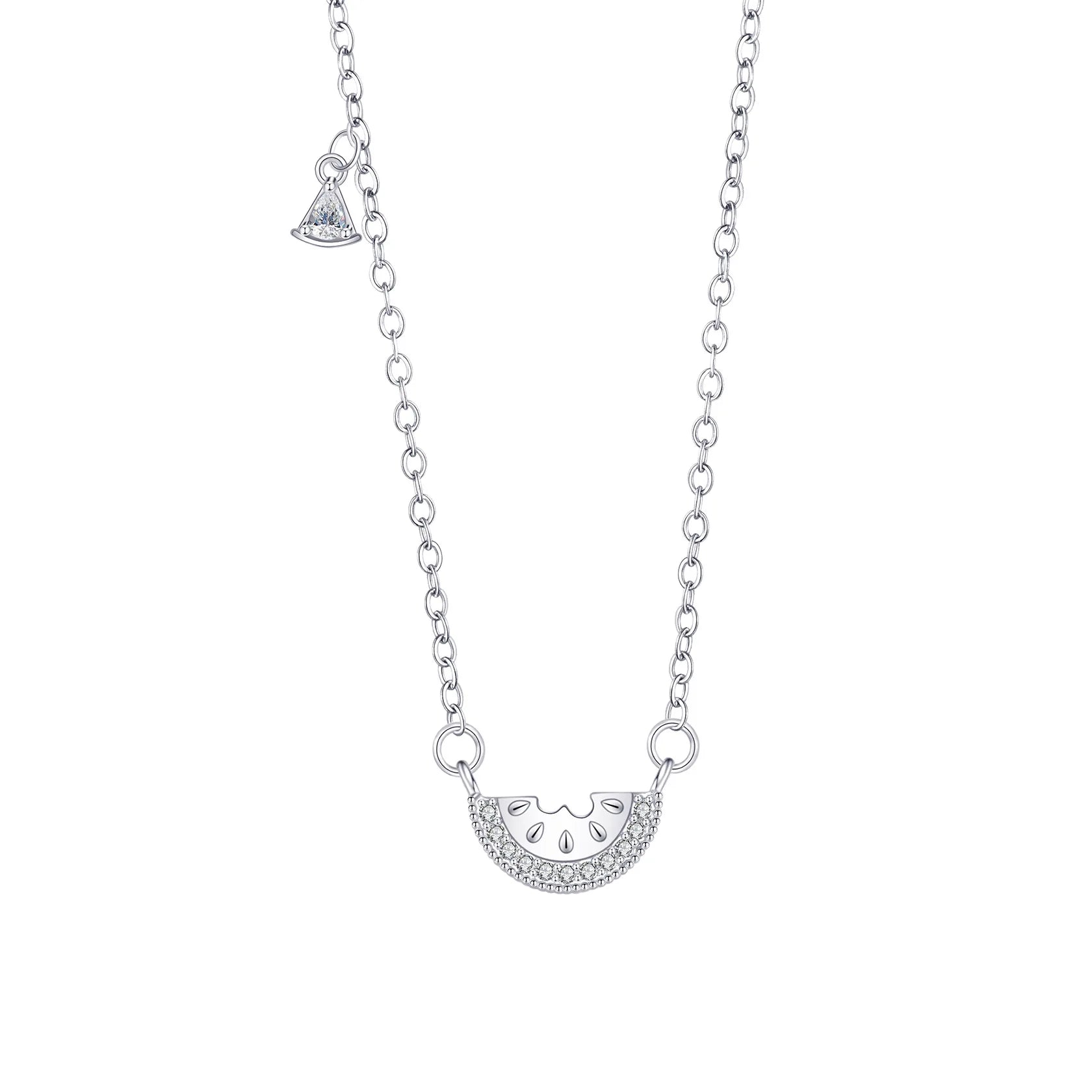 925 Sterling Silver Exquisite Summer Seaside Watermelon Pendant Necklace For Women Choker Chain Wedding Party Jewelry Gift