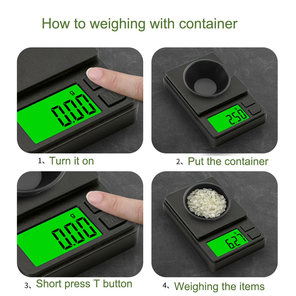 Digital Scale Gram Food Jewelry Ounces Grains Scale Scale Precision Pocket 1000g X 0.01g Backlit LCD Mini Scale for Travel