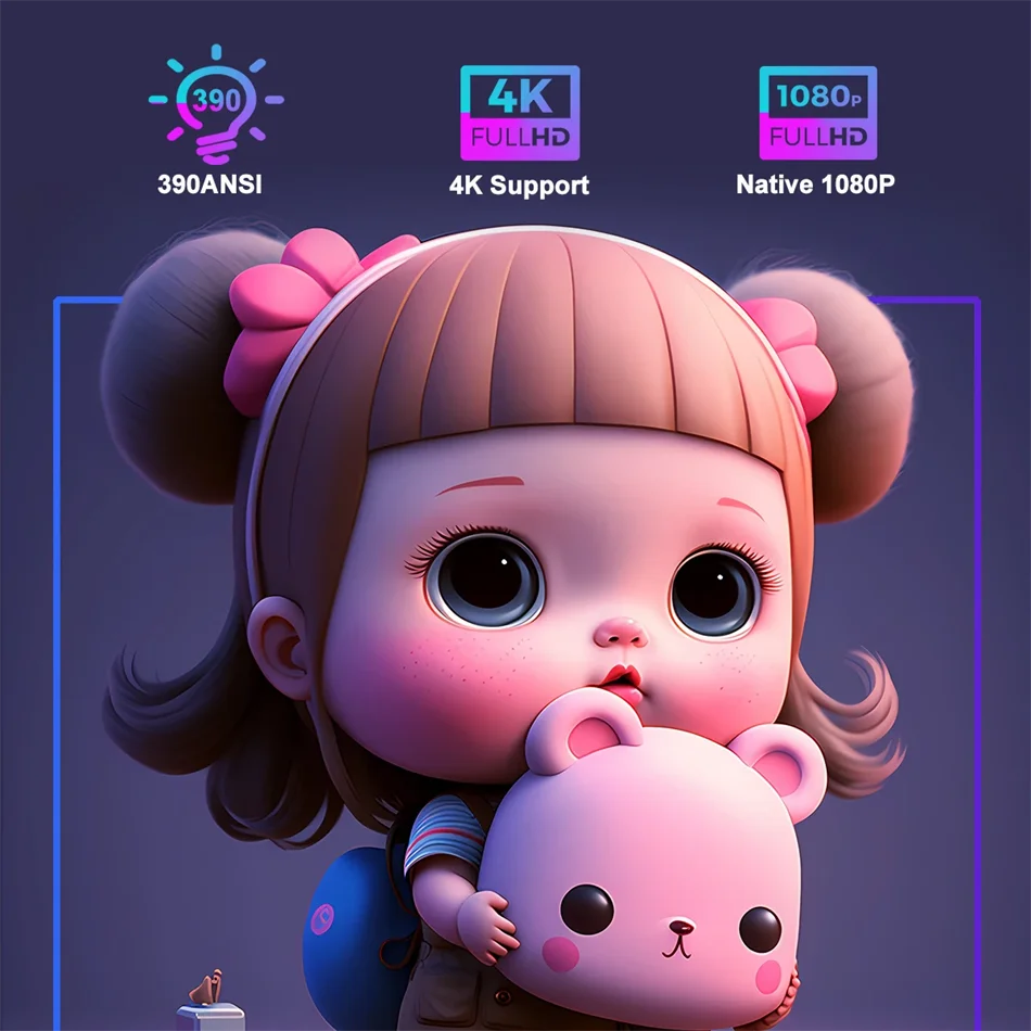 2025 4K Android 11 Projector Native 1080P 390ANSI HY320 mini Dual Wifi6 BT5.0 1920*1080P Cinema portable Projetor upgrated HY300