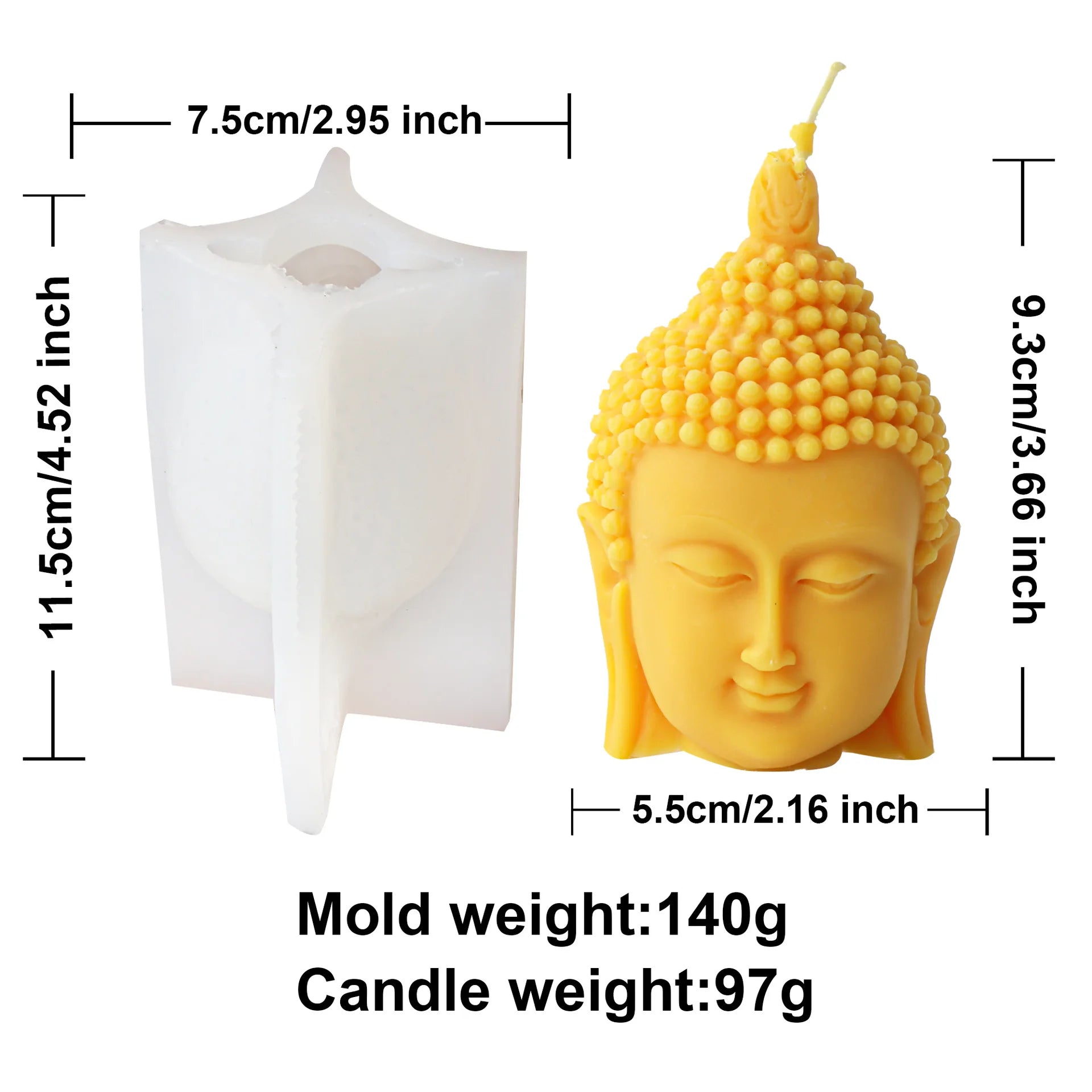 3D Buddha Head Candle Silicone Mold Buddha Church Statue Plaster Resin Mould DIY Candles Wax Clay Craft Ornament Home Decoration