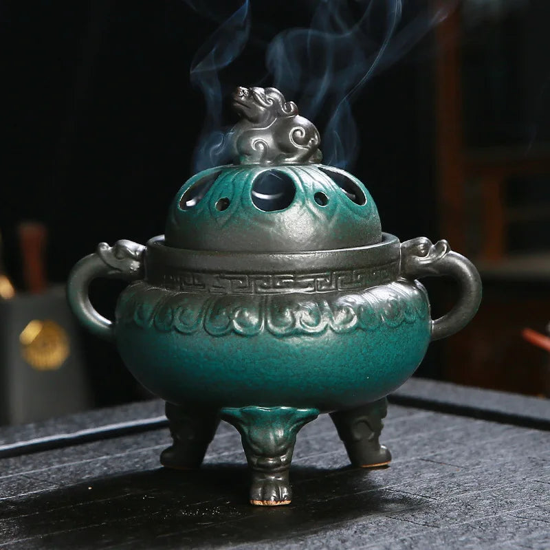 Antique ceramics Incense Burner Chinese Home Bedroom Decoration Animal Foot Plate Incense Burner Tea Ceremony Ornaments