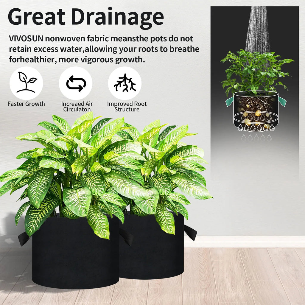5-20 Pack 5/10/15 Gallon Reusable Grow Bag 300G Thickened Nonwoven Fabric Pots with Handles For Garden Vegetable/Flower Planting