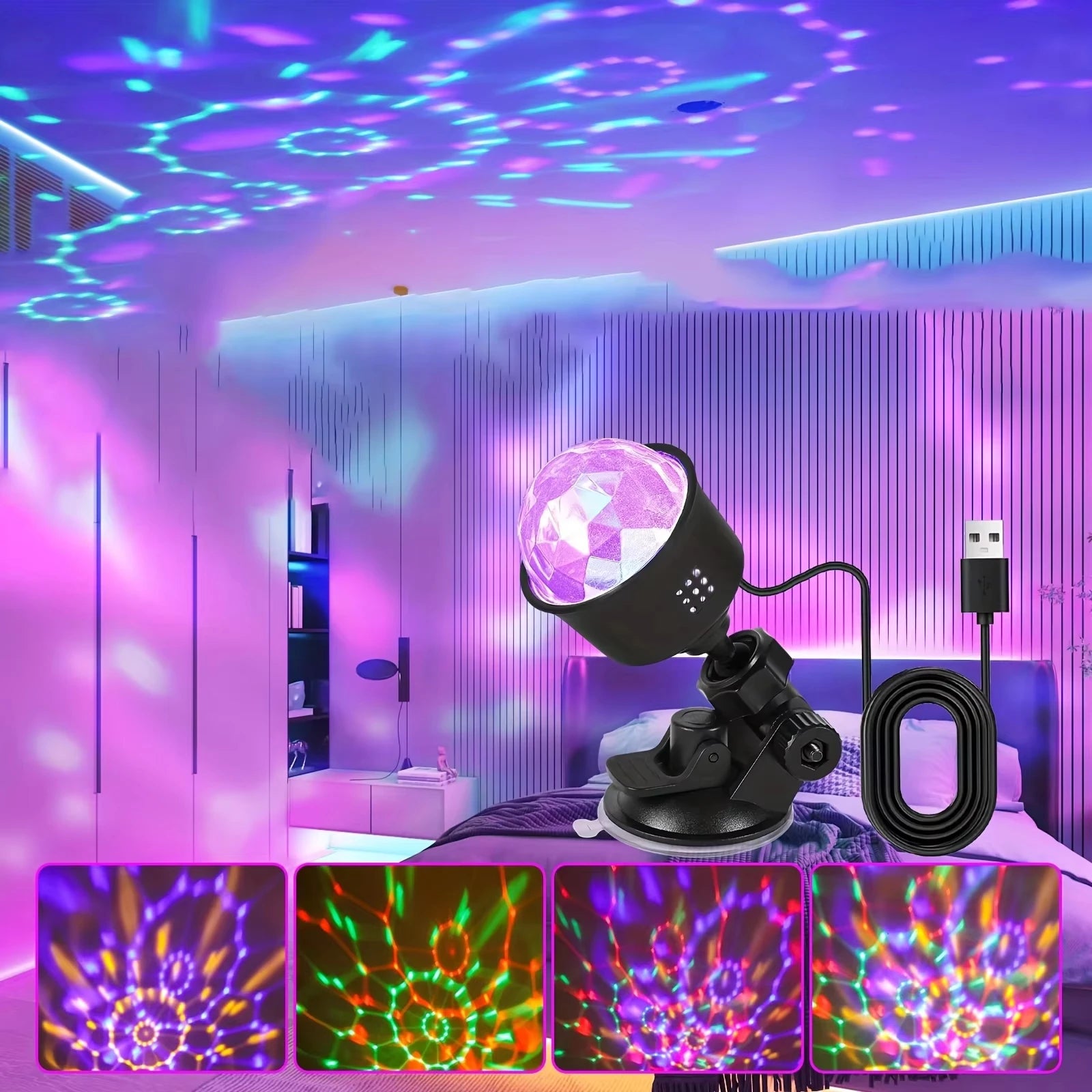 7 Colors Strobe Light Sound Activated Stage with Remote Control Disco Ball Lamps for Home Room Parties Kids Birthday Wedding Bar