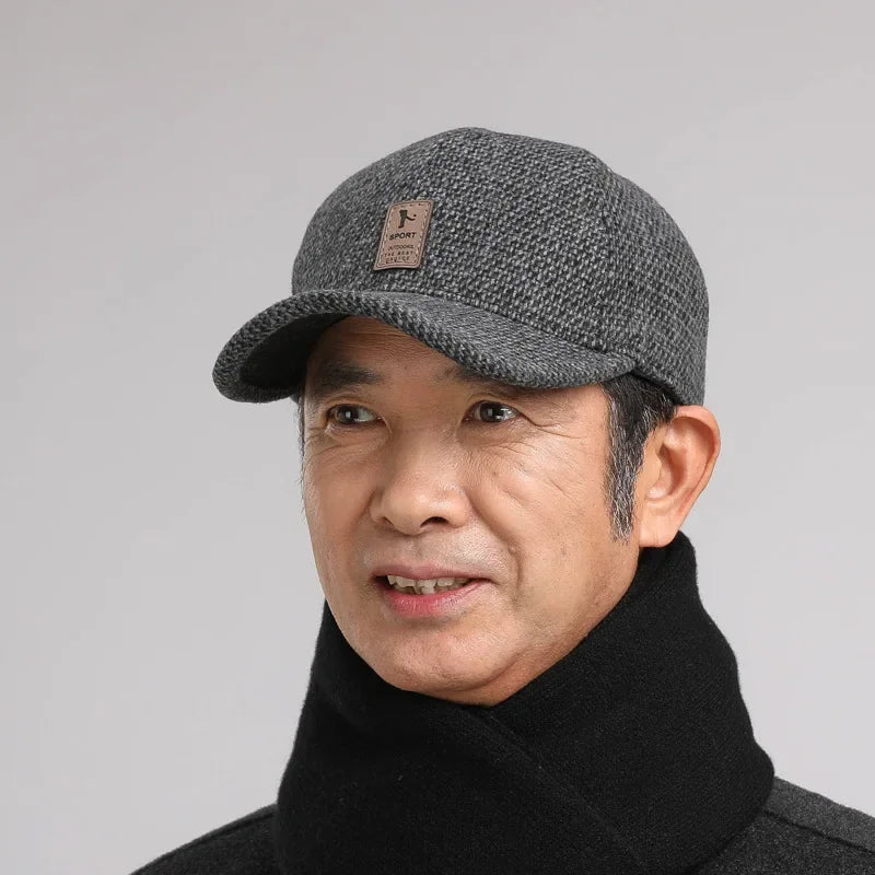 Baseball Cap Autumn Woolen Knitted Designer Men's Winter Cap Thicken Warm Hats with Earflaps Men's Brand Hats Dad Trucker Hats