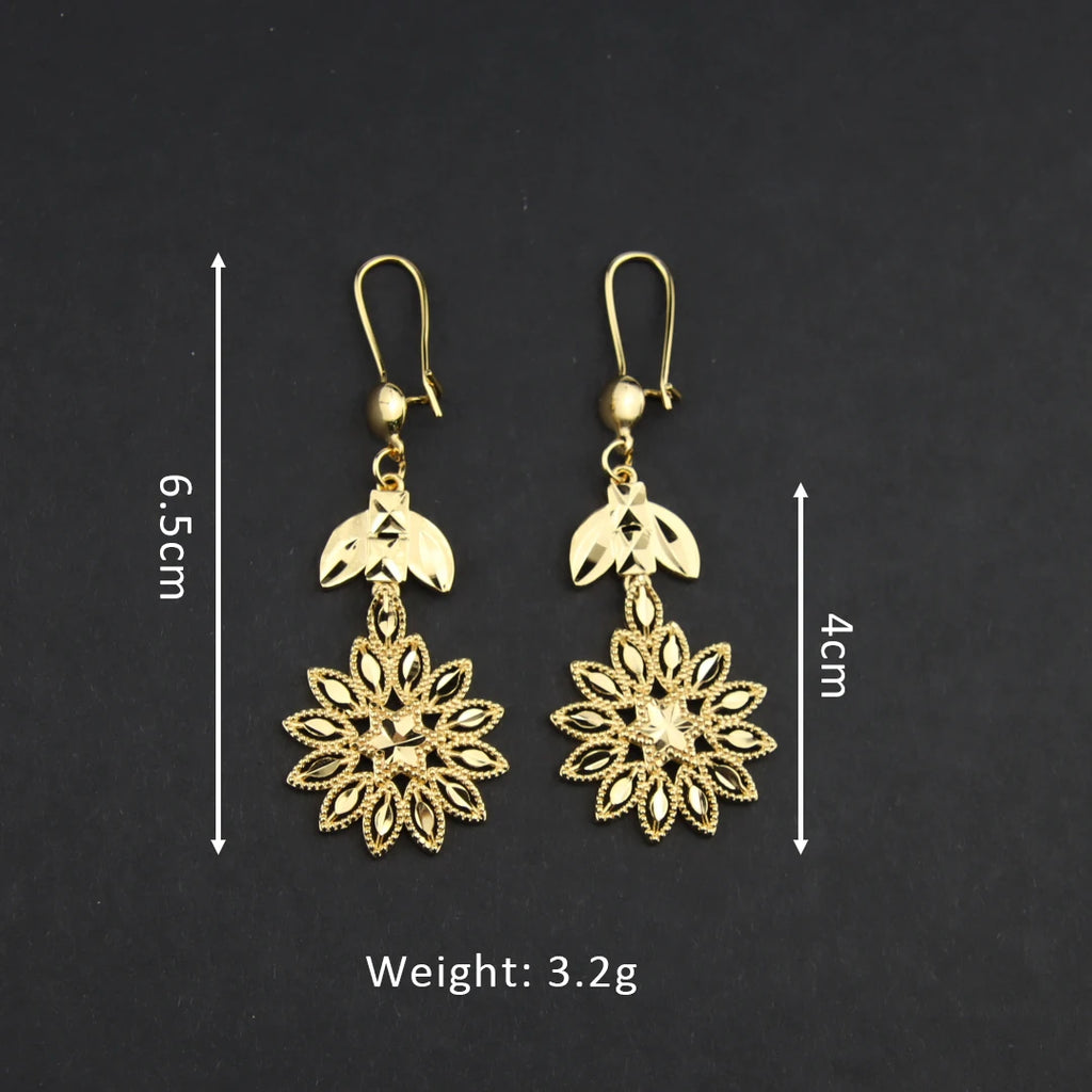 Ethiopian Gold Color Jewelry Set 21k Gold Plated Dubai Bridal Wedding Necklace Earring Set Moroccan African Jewelrys Gift