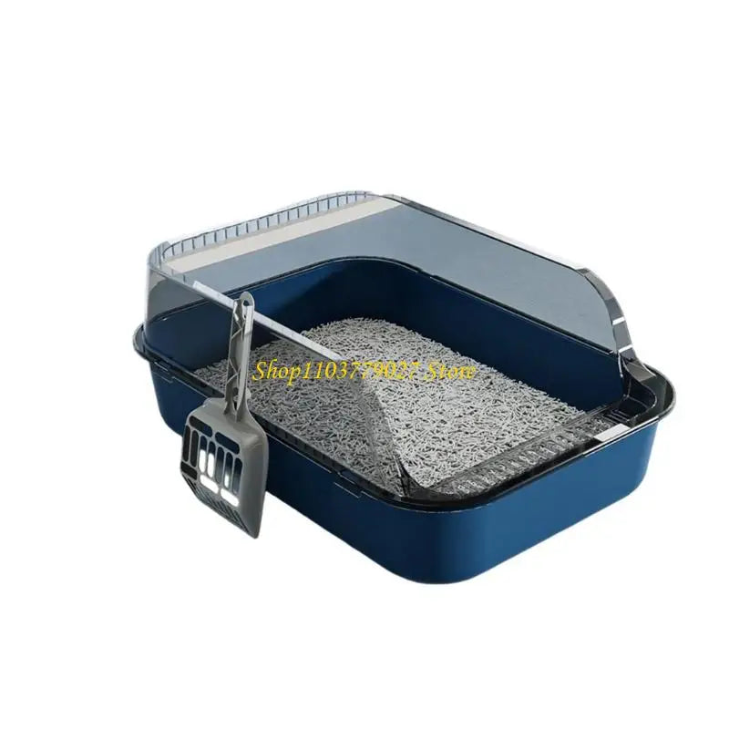 C4DF Semi Covered Pet Toilet Easy to Clean Plastic Litter Tray for Home Use